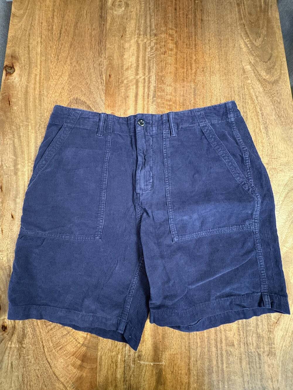 Outerknown Shorts Mens 35 Blue Corduroy Chino 7 Inch Inseam Stretch Casual Wear